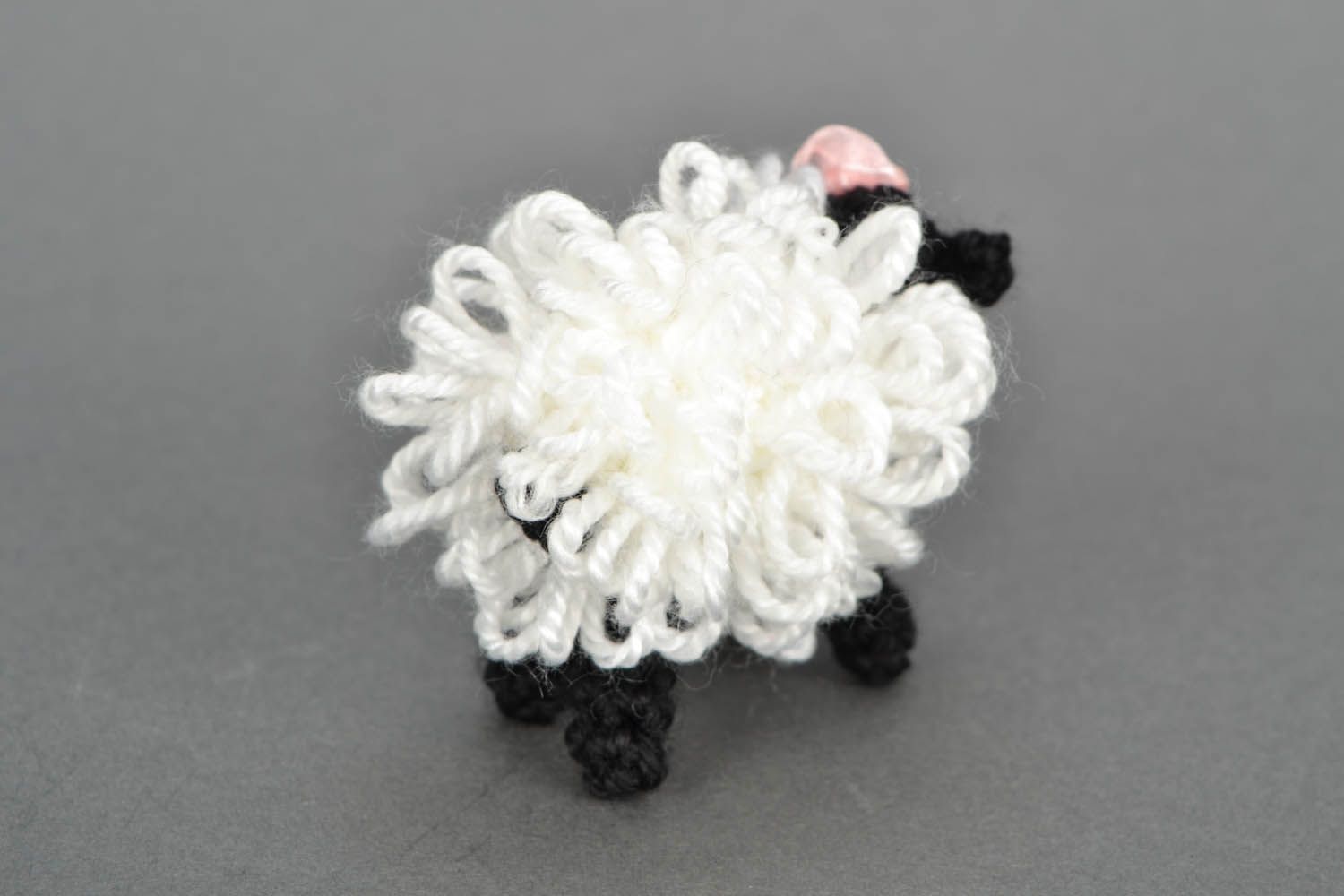 Small black and white crochet toy sheep  photo 3