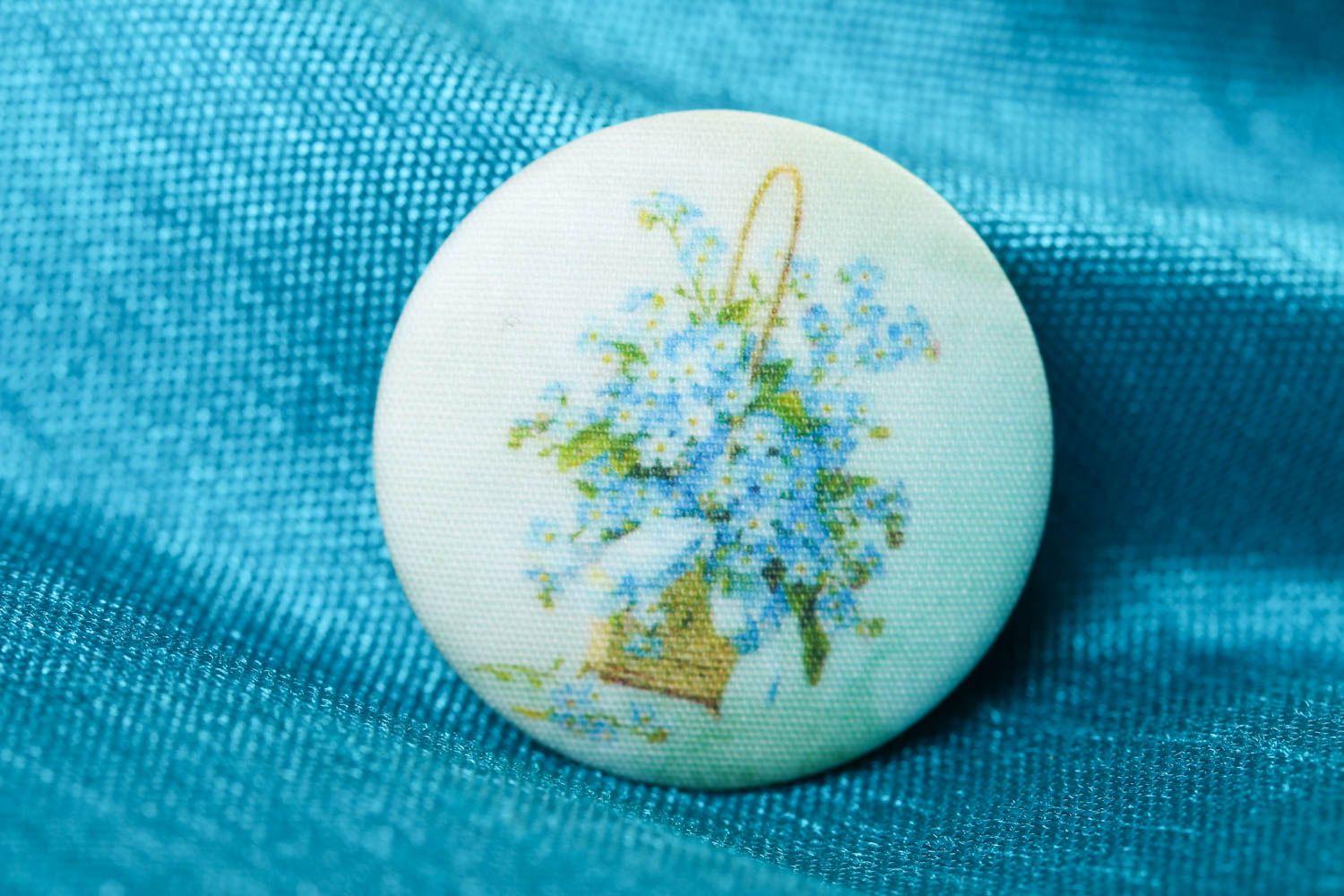 Handmade fashion bijouterie fabric brooch with print stylish accessories photo 1
