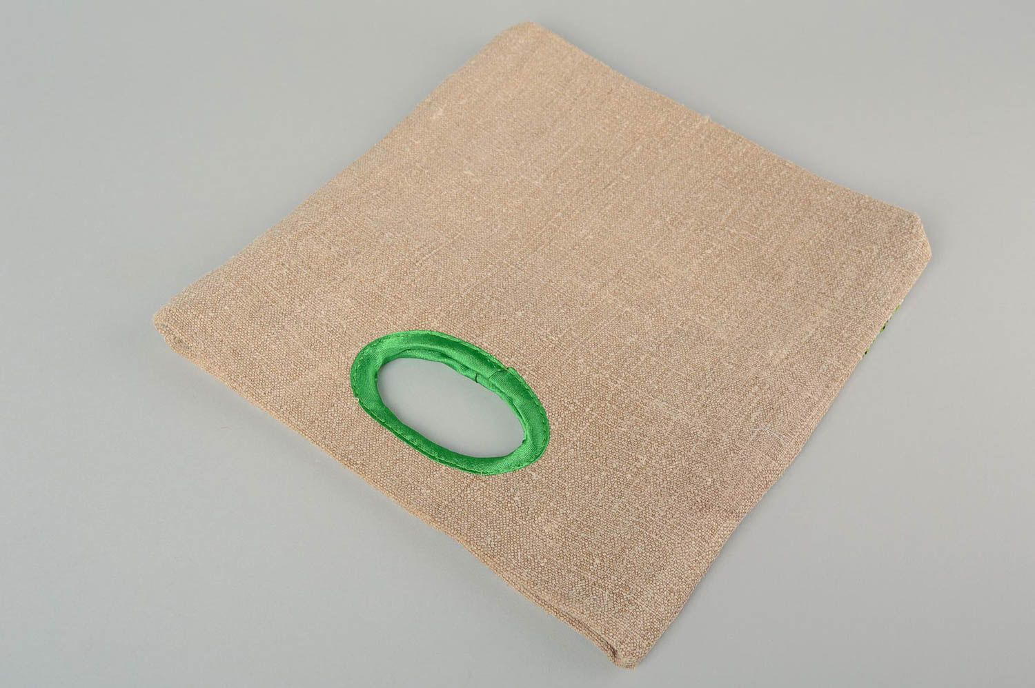 Сумка ручной работы вышитая сумка крестиком текстильная сумка с зеленым узором фото 2