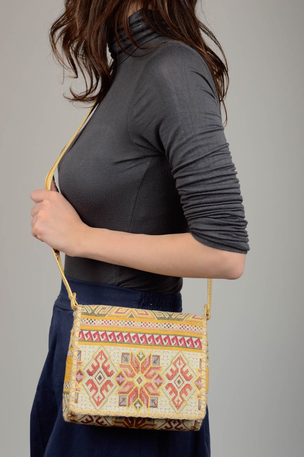 Сумка через плечо сумка ручной работы небольшая текстильная сумка женская фото 2