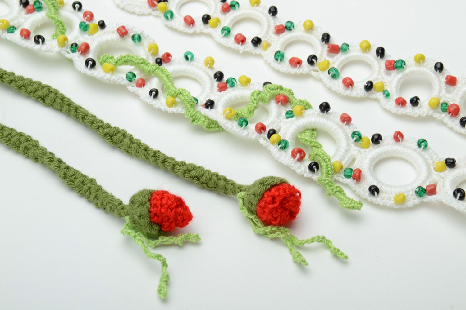 Ceinture tricotée en acrylique et coton avec fleurs de pavots rouges pour femme photo 5