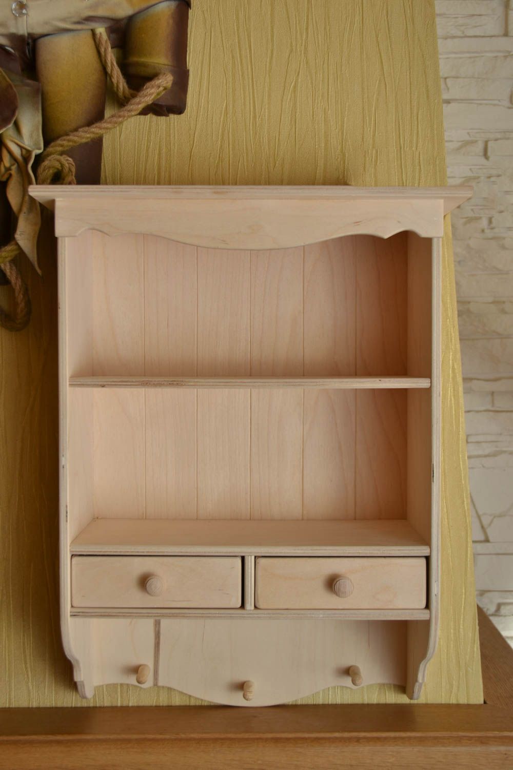 High quality handmade wooden blank shelf crockery shelf for painting gift ideas photo 1