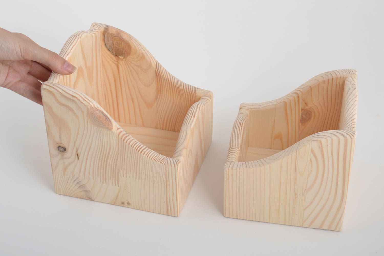 Set of 2 handmade wooden blank boxes art supplies wooden craft creative work photo 4