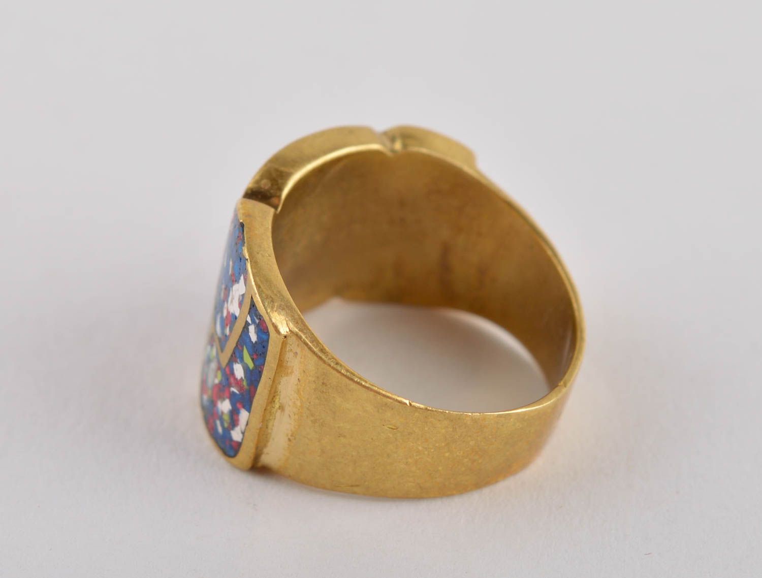 Кольцо ручной работы украшение из латуни модное кольцо стильное широкое фото 4
