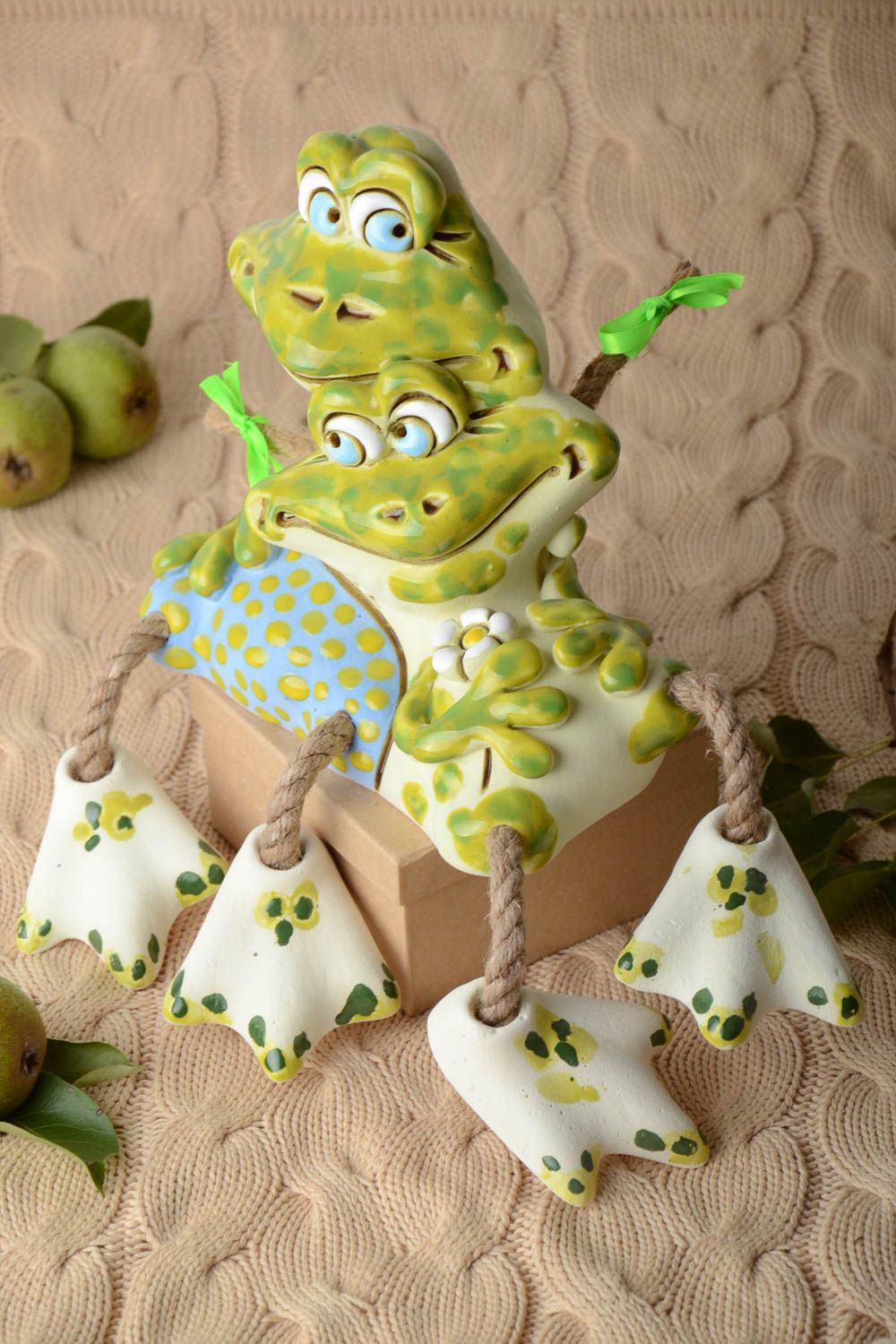 Spardose Frosch handgemachte Keramik Ton Deko Geschenk für Kinder originell foto 1