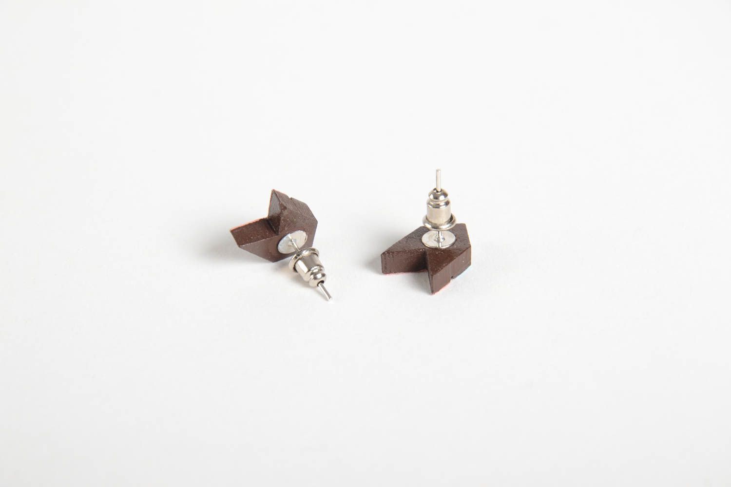 Beautiful handmade wooden stud earrings contemporary jewelry gifts for her photo 4