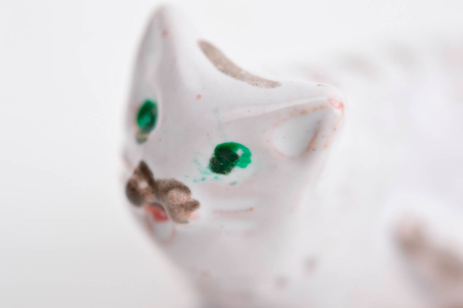 Weiße Katze handmade Keramik Deko Figur aus Ton Tier Statue Miniatur Figur zart foto 10