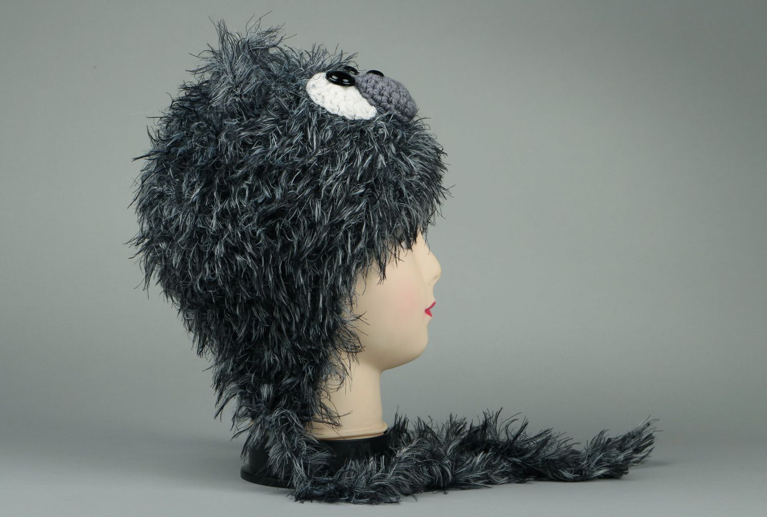 Children's knitted hat Gray bear photo 1