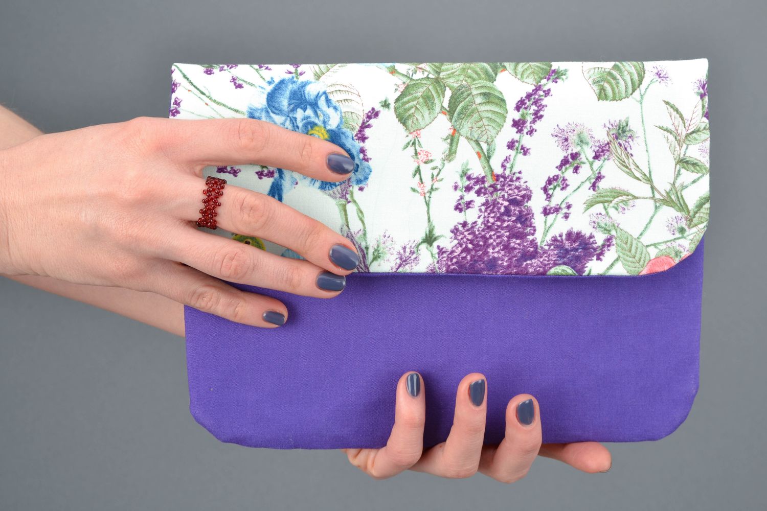 Handmade fabric clutch Lilac photo 2
