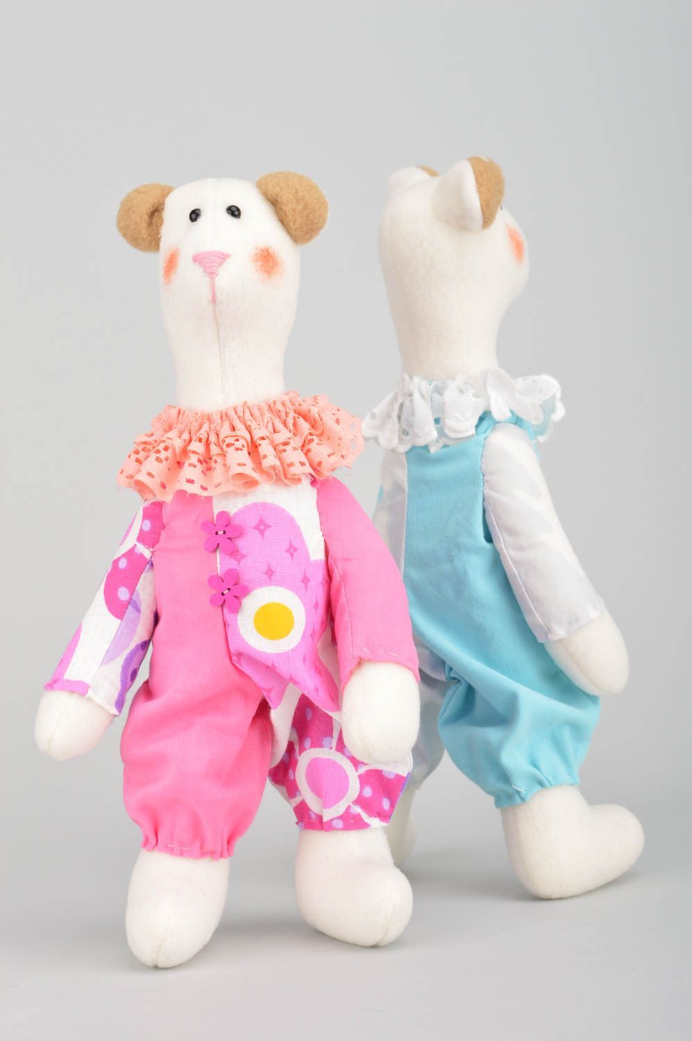 Set of 2 handmade designer fabric soft toys for children beautiful clowns photo 4