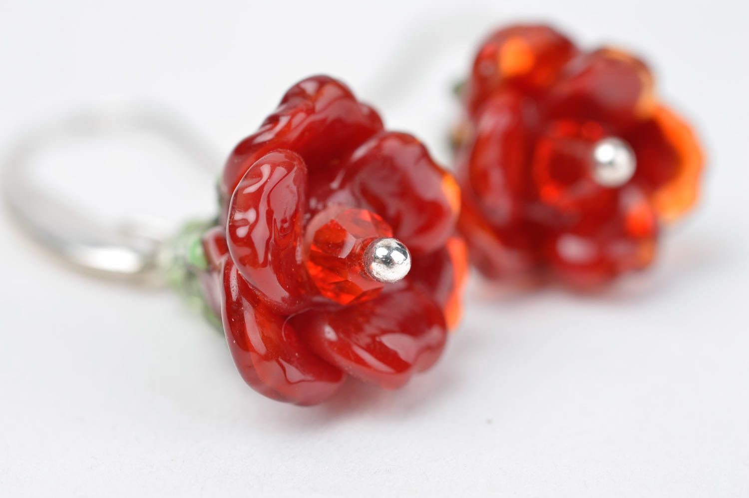 Stylish handmade glass earrings homemade flower earrings designer jewelry  photo 2