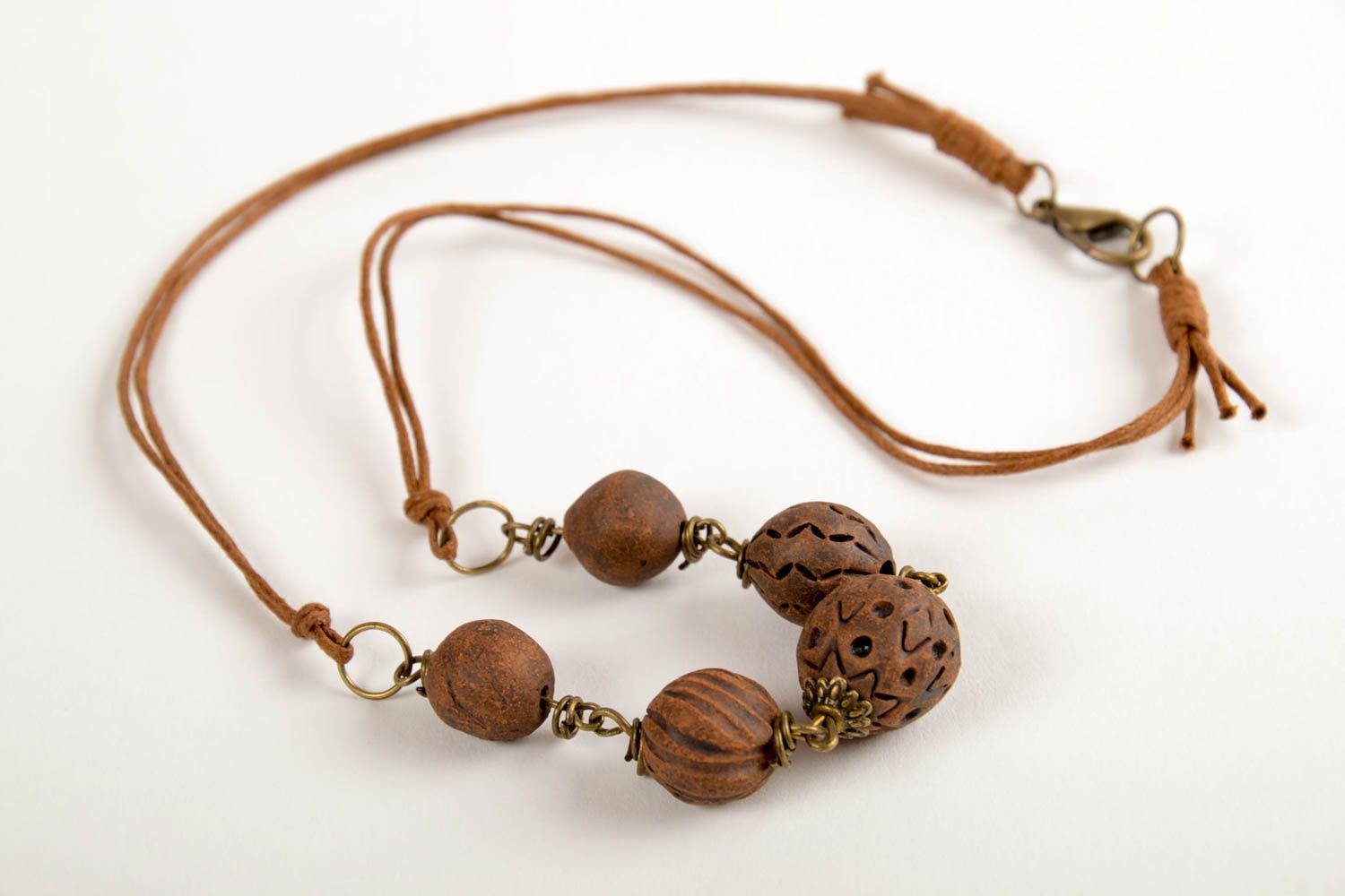 Handmade ceramic necklace clay jewelry ceramic accessories beaded necklace photo 5