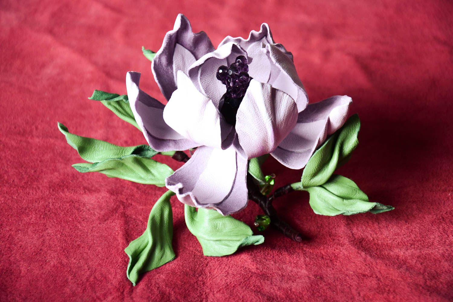 Handmade Blume Brosche Leder Schmuck zarte Blume Accessoire für Frauen  foto 1