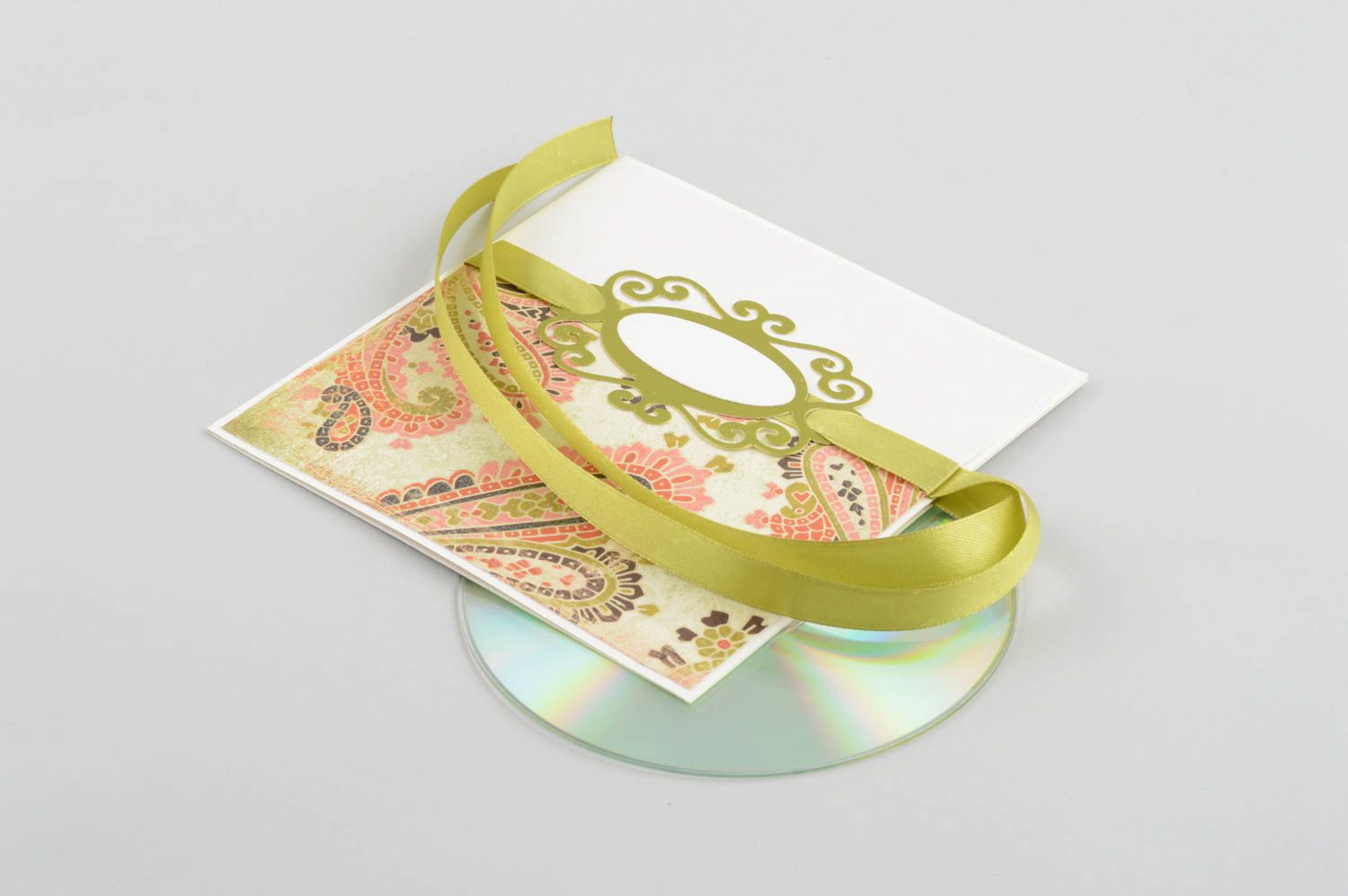 Конверт ручной работы конверт для диска конверт из бумаги с оливковой лентой фото 2