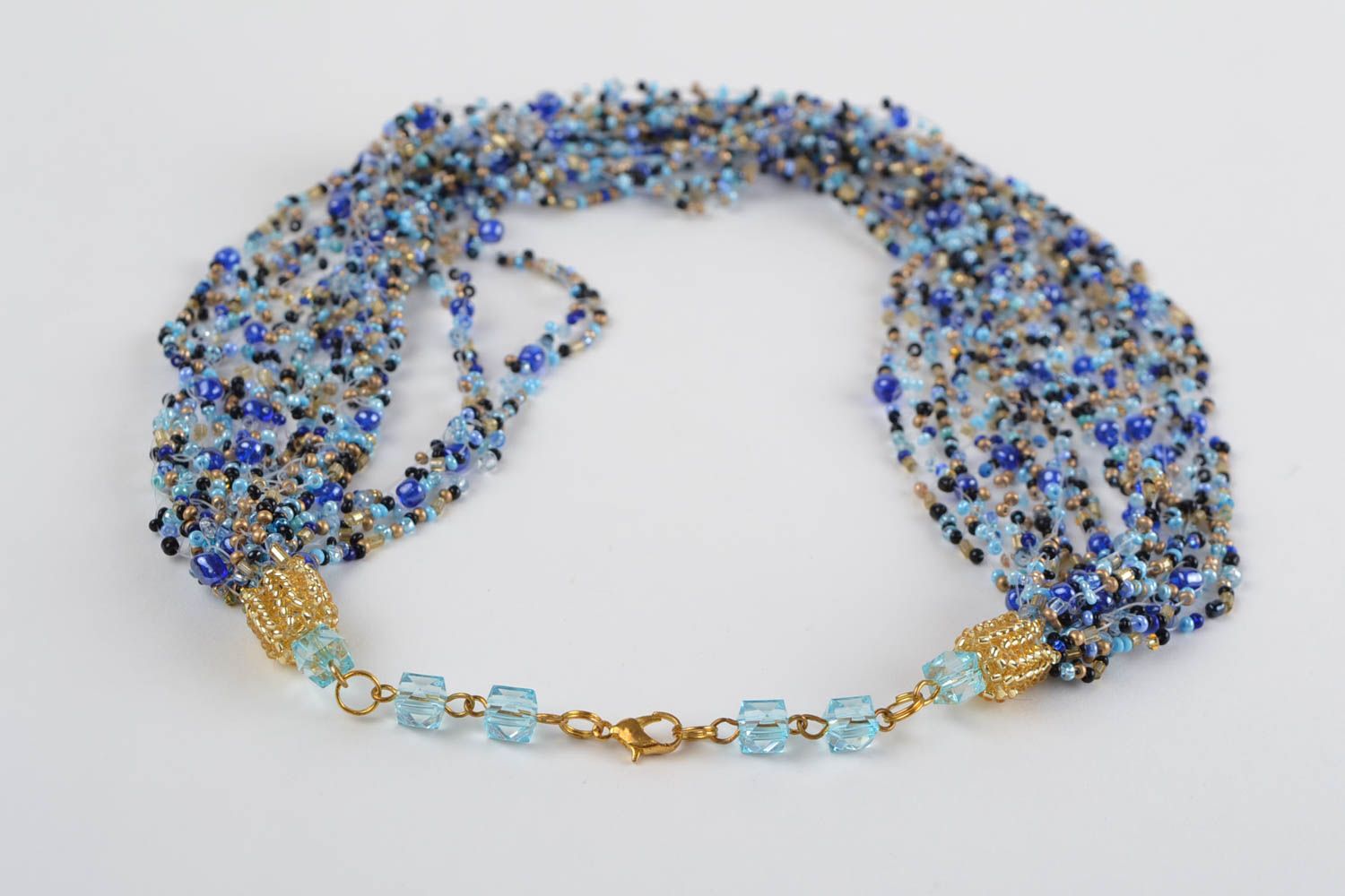 Collier femme Bijou fait main en perles de rocaille bleu Accessoire femme photo 5