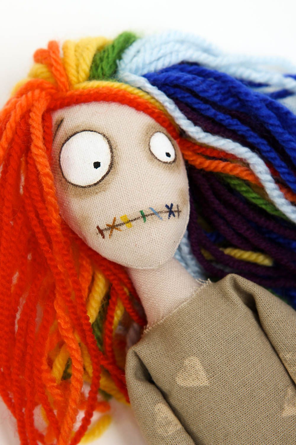 Кукла ручной работы кукла из ткани авторская кукла с радужными локонами фото 2
