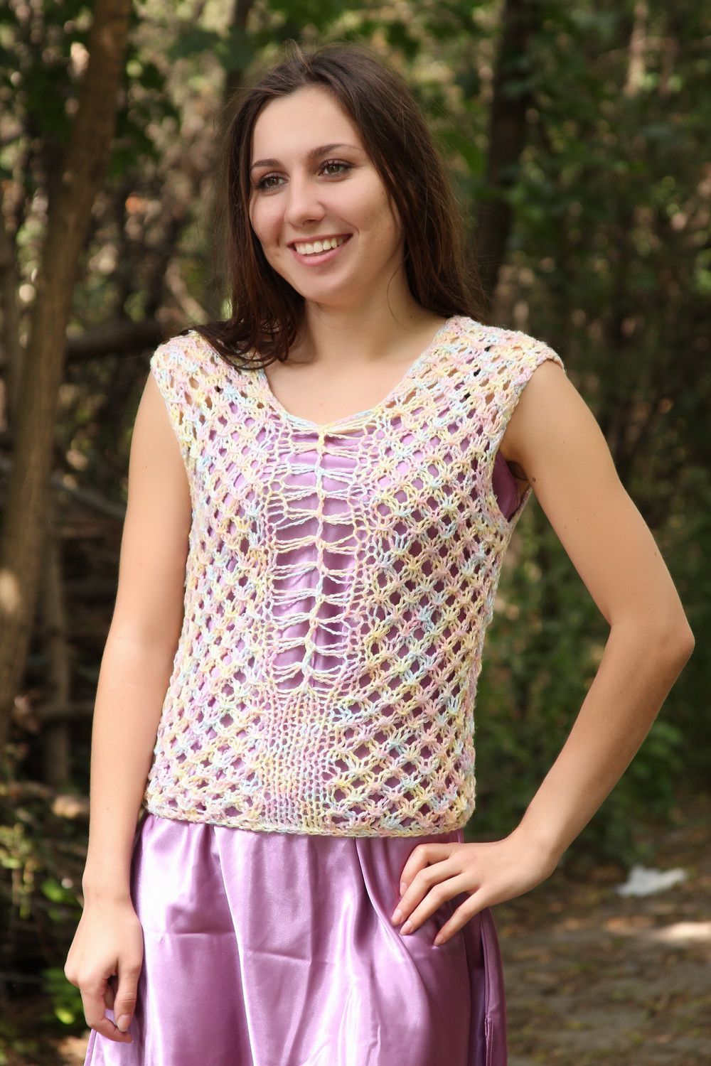 Knitted openwork top photo 2
