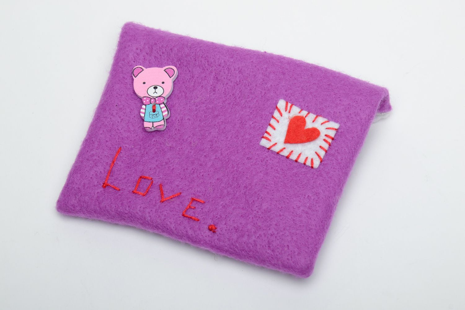 Enveloppe cadeau en feutre violette faite main  photo 2