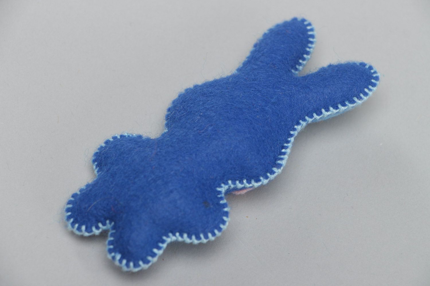 Funny soft toy sewn of felt Blue rabbit for interior decoration homemade photo 4
