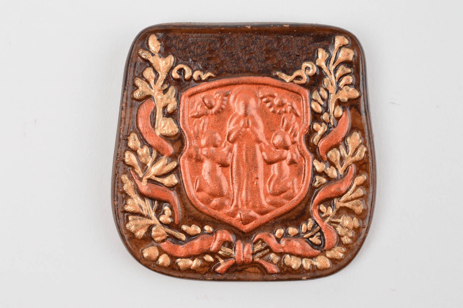 Magnete da frigo fatto a mano in ceramica a forma di emblema souvenir calamita foto 2