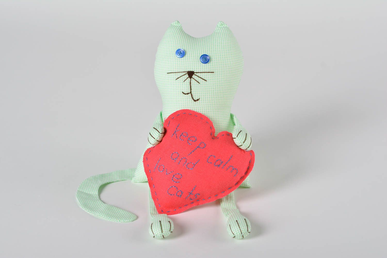 Игрушка кот ручной работы детская игрушка мягкая игрушка из ткани красивая фото 1
