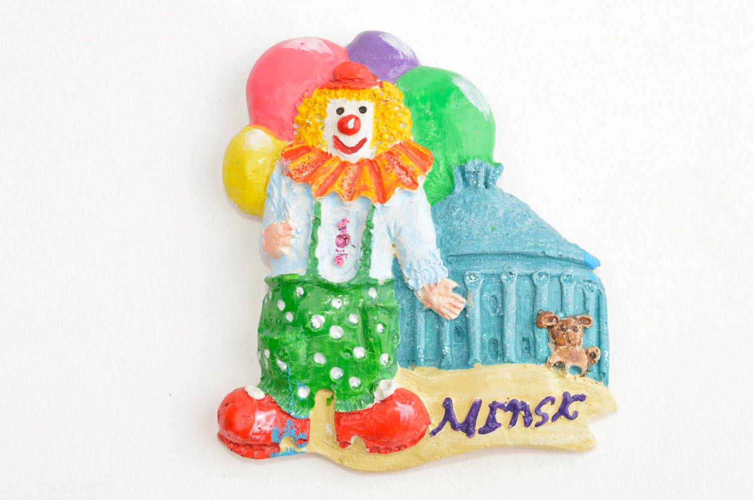 Магнит на холодильник handmade декор для дома сувенир из гипса в форме клоуна фото 2