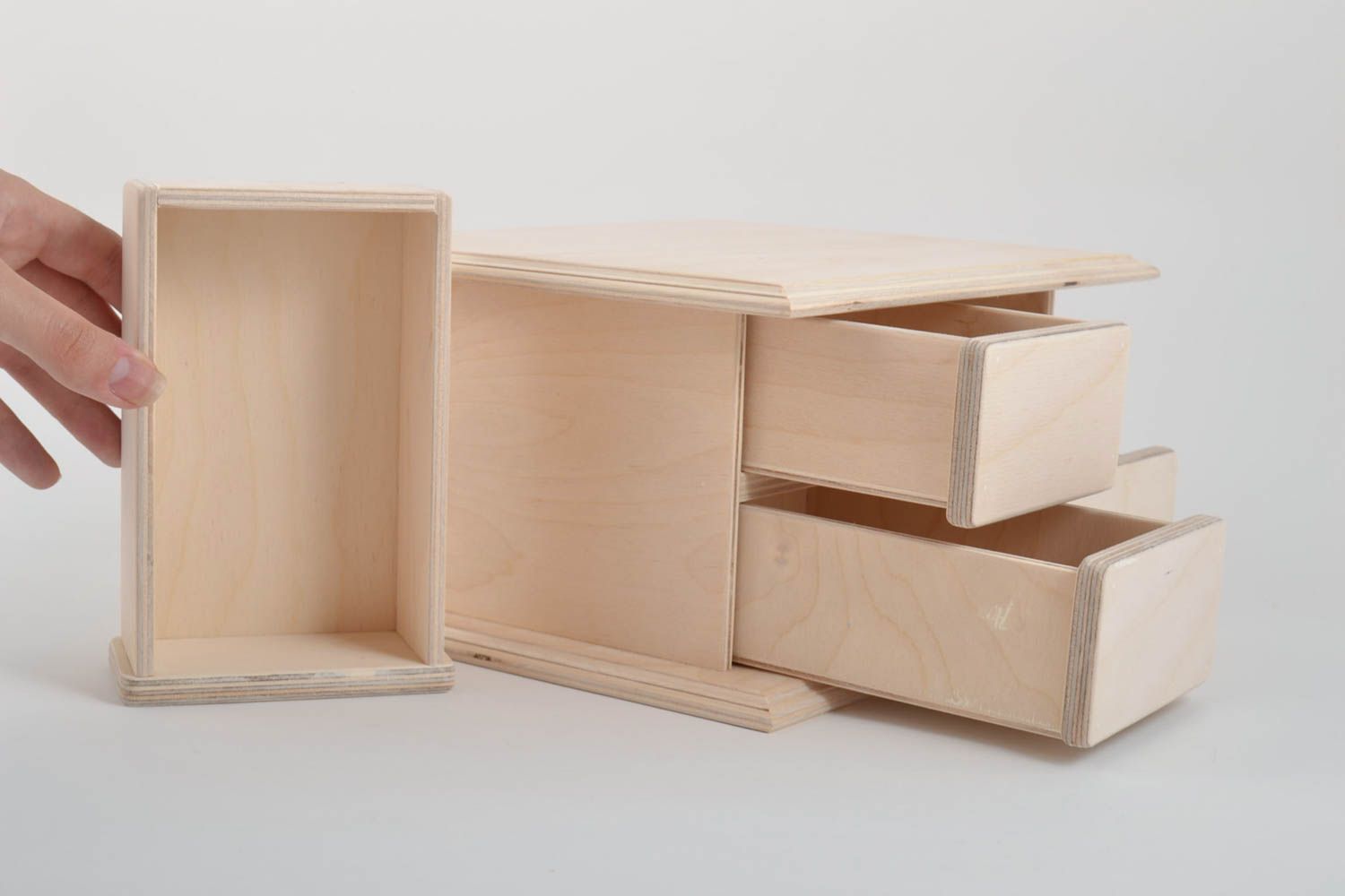 Unusual handmade wooden blank box dresser art supplies wooden craft gift ideas photo 3