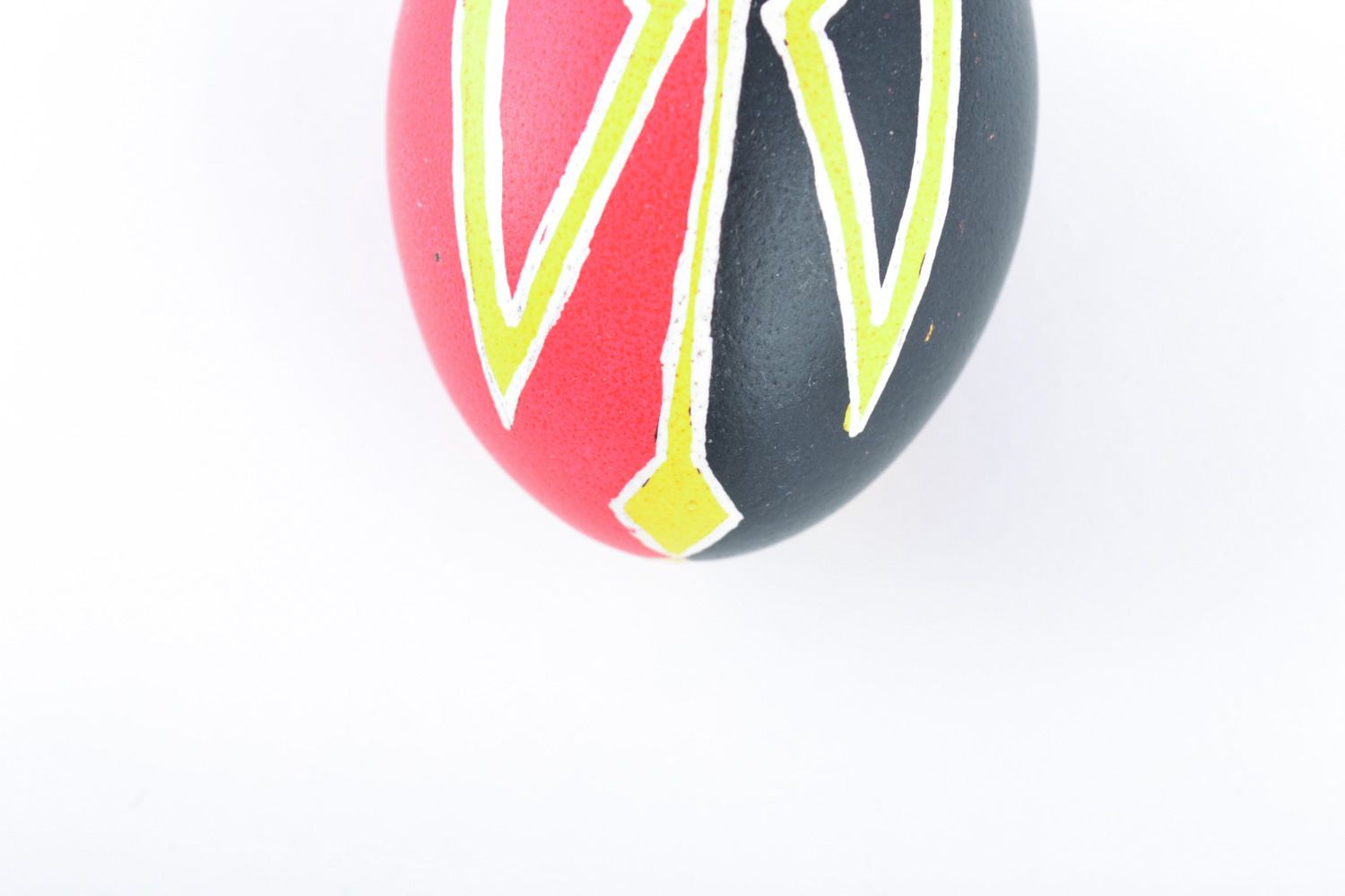 Handmade black and red Easter painted egg in Ukrainian style with Trident photo 4