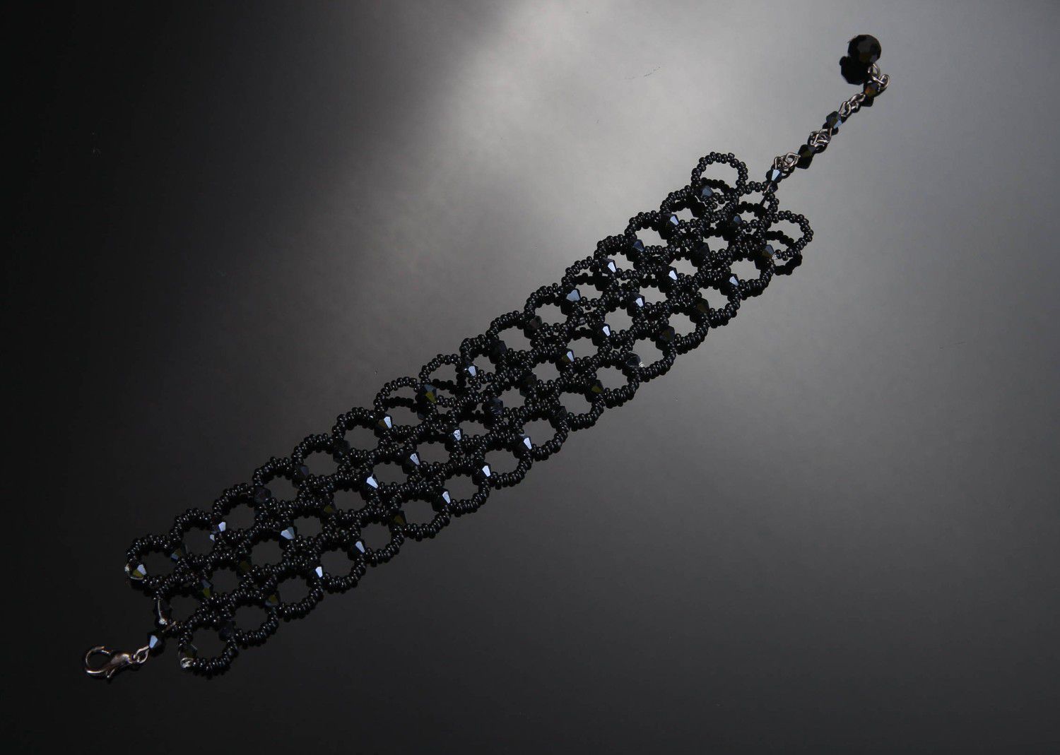 Bracelet en perles de rocaille tchèques noir photo 2