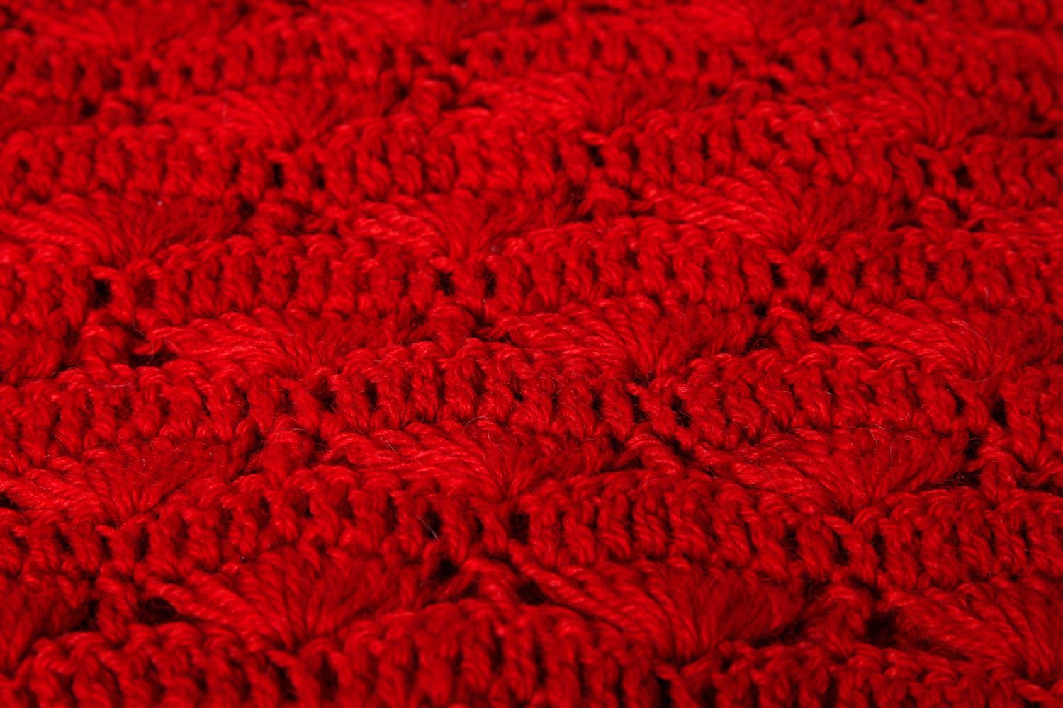 Вязаная шаль ручной работы женская накидка красный шейный платок теплый зимний фото 5