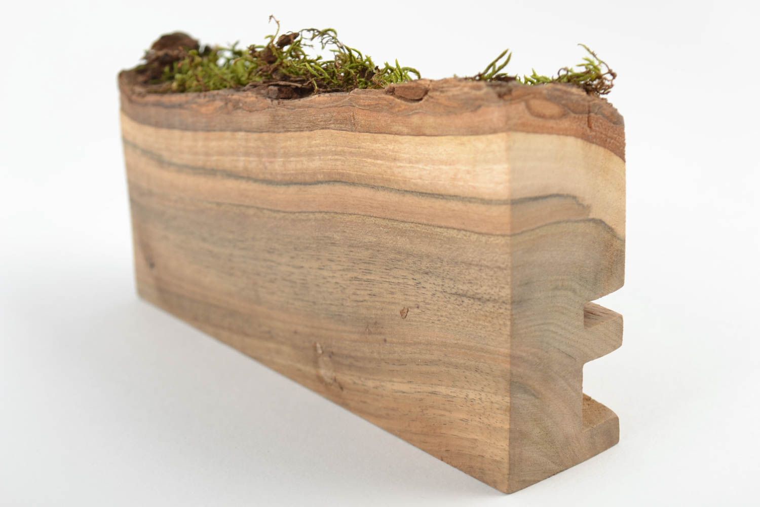 Handmade unusual cute eco-friendly stand for tablet made of wood with moss photo 5