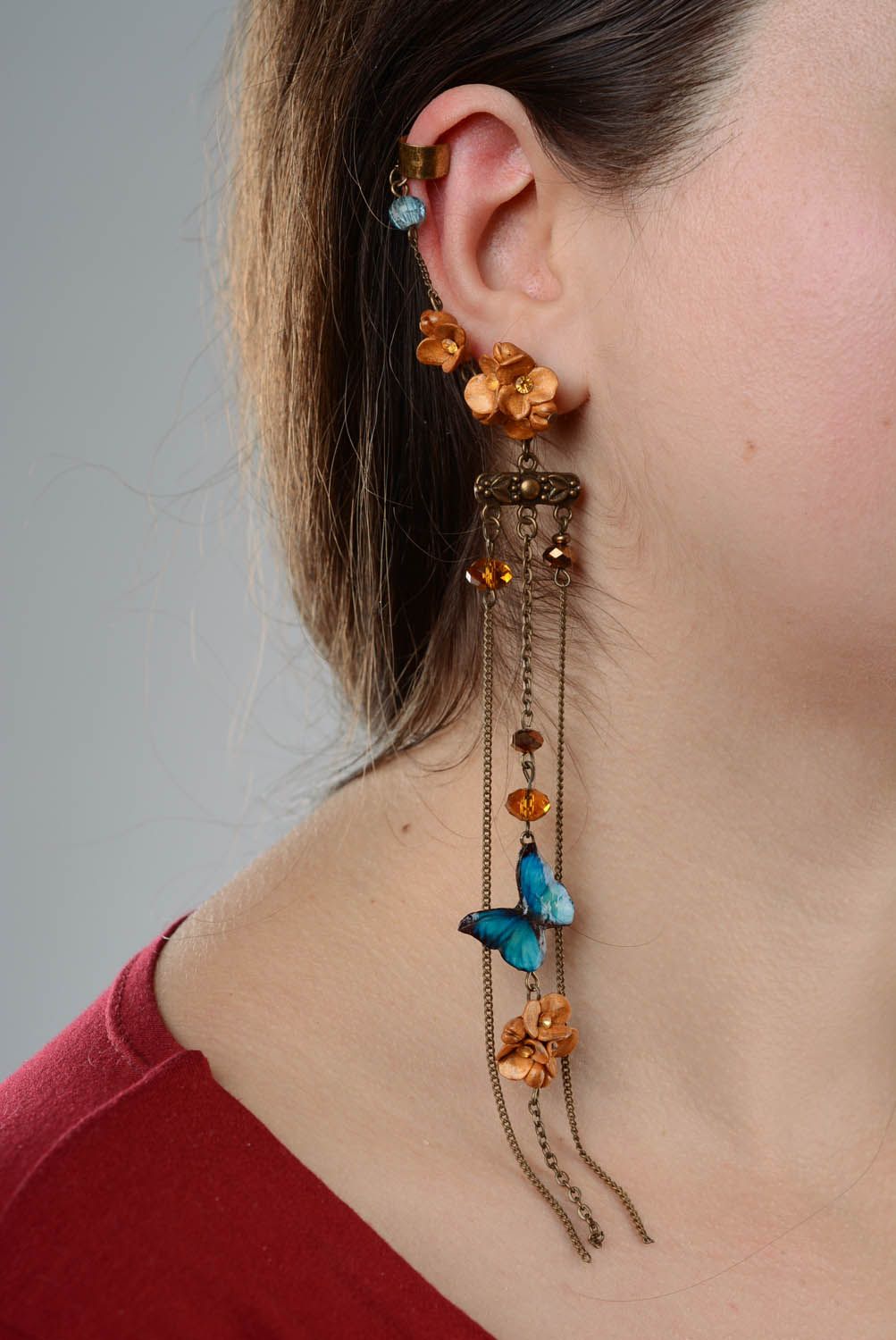 Long cuff earrings with charms Flight of the Stranger photo 3