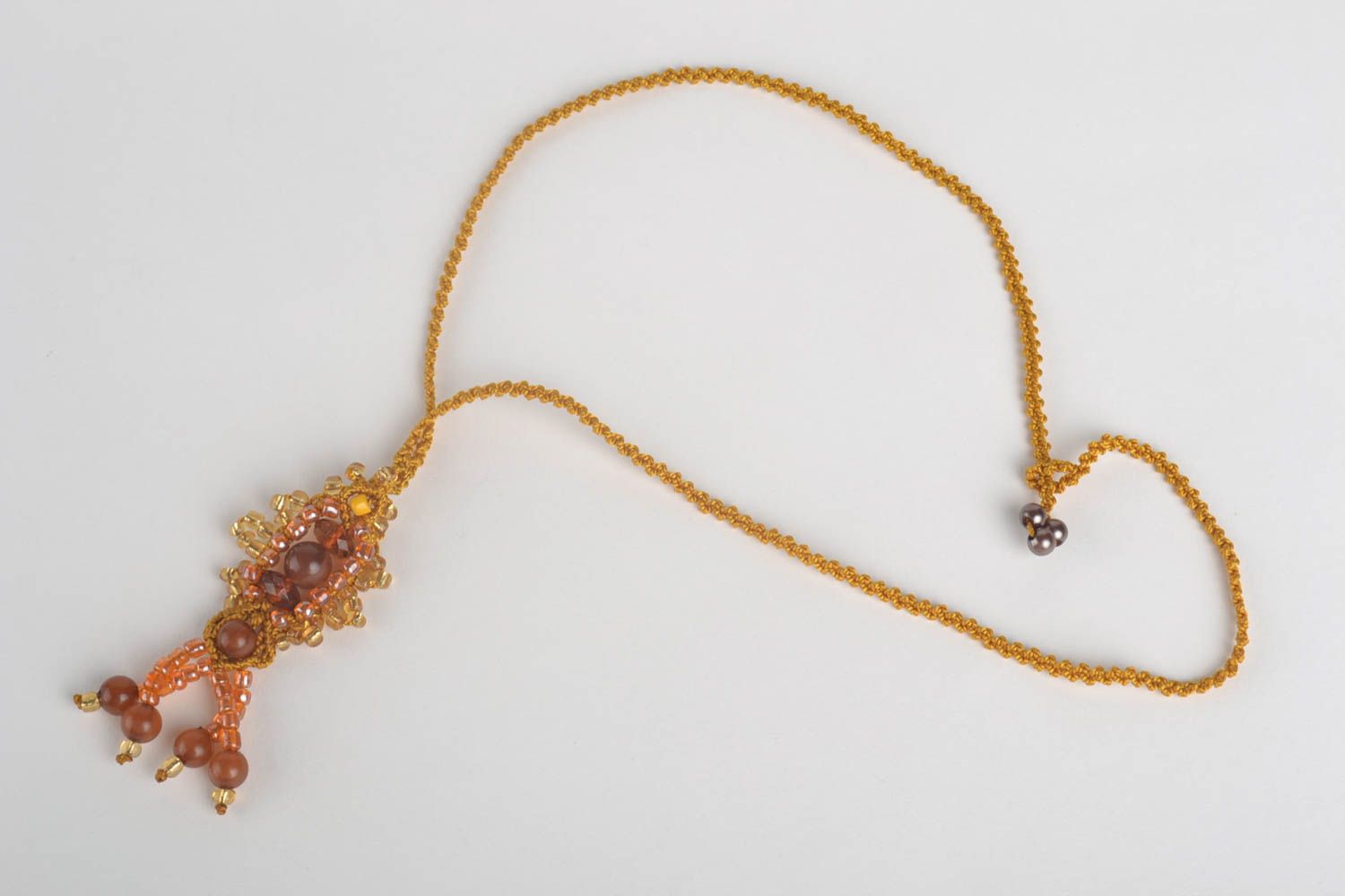 Handmade necklace macrame jewelry beaded necklace pendant necklace bead jewelry photo 3