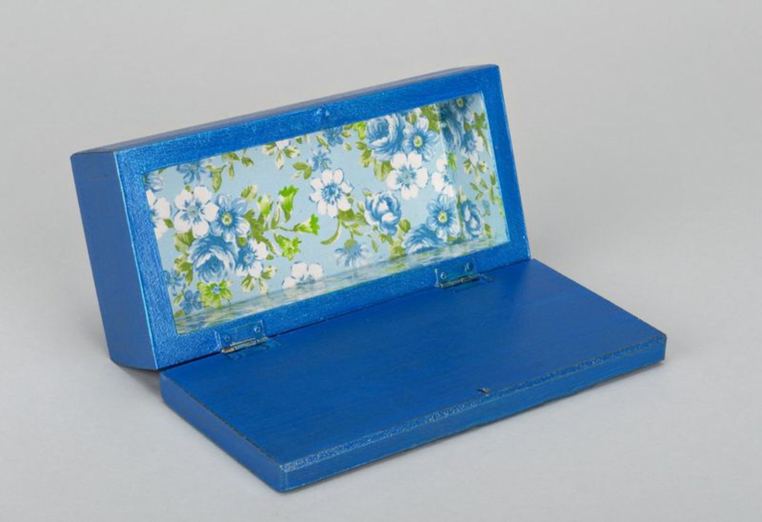 Blue wooden box for jewelry photo 3