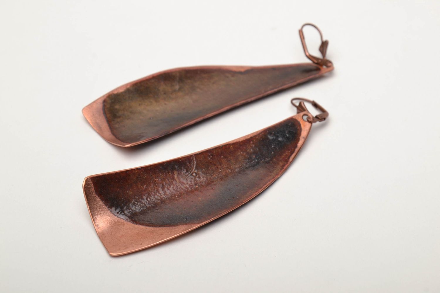 Handmade copper earrings with enamel painting photo 5