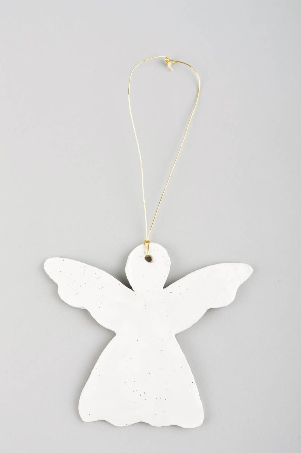 Игрушка на елку хэнд мэйд декор для дома игрушка из полимерной глины Ангел белый фото 2