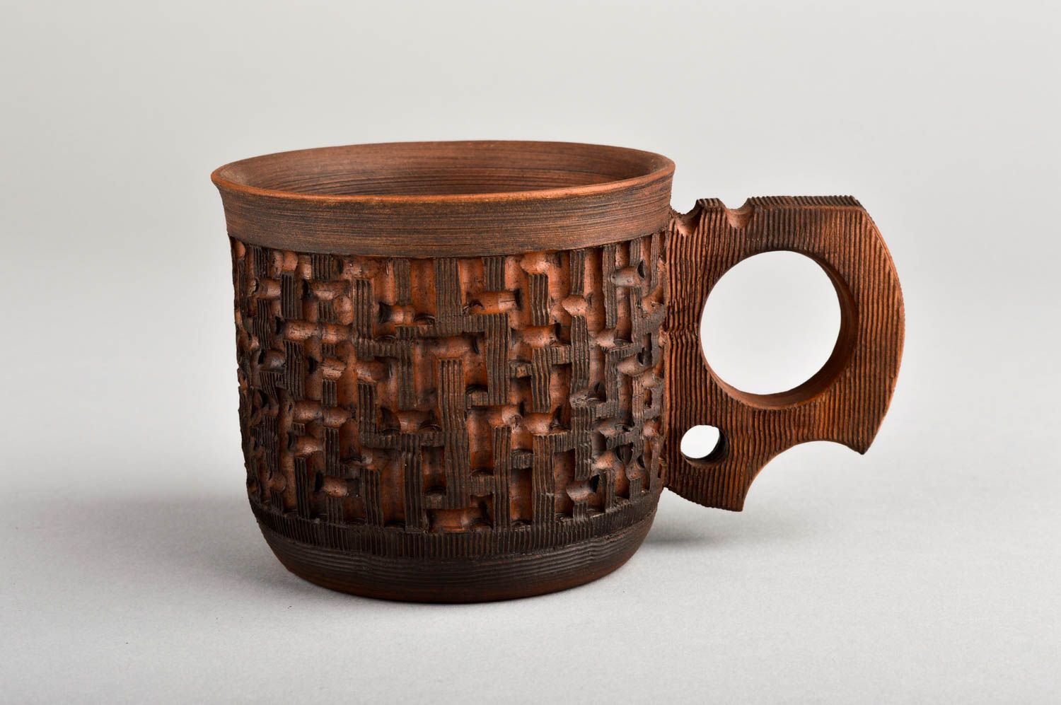 Théière faite main Tasse originale Service thé design de créateur argile cuir photo 4
