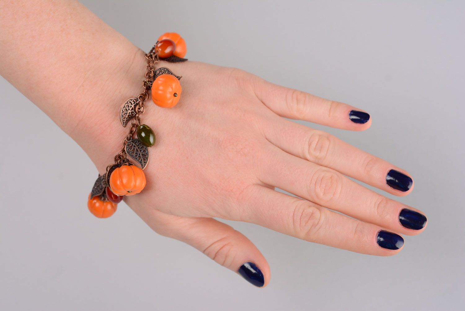 Handmade plastic bracelet Pumpkins photo 5