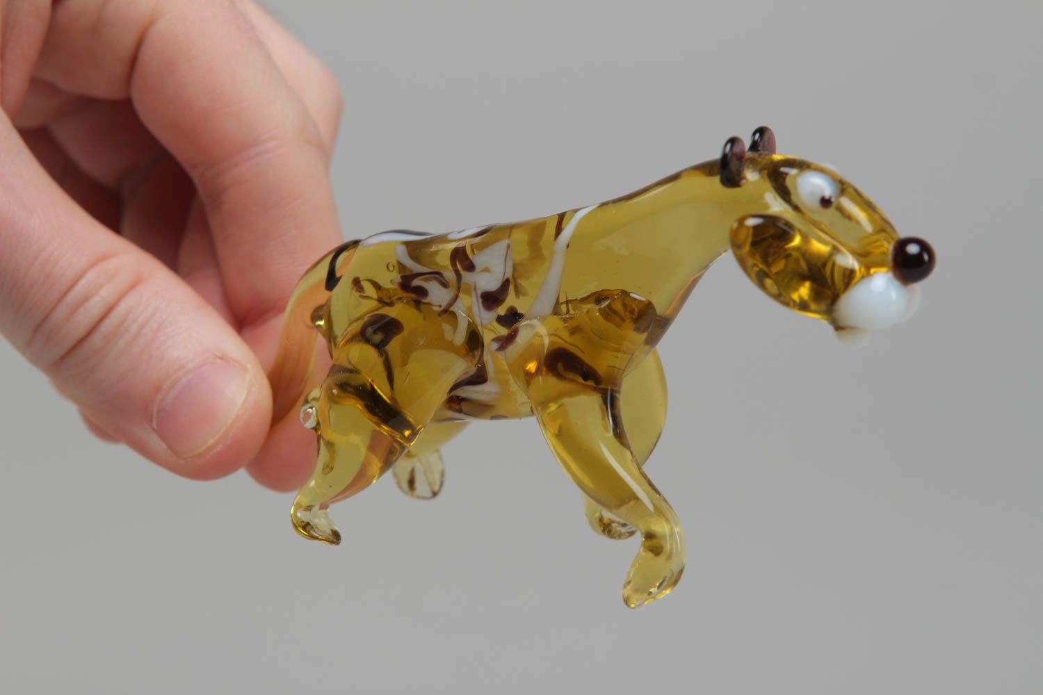 Figurine miniature en verre lampwork en forme de léopard faite main photo 4