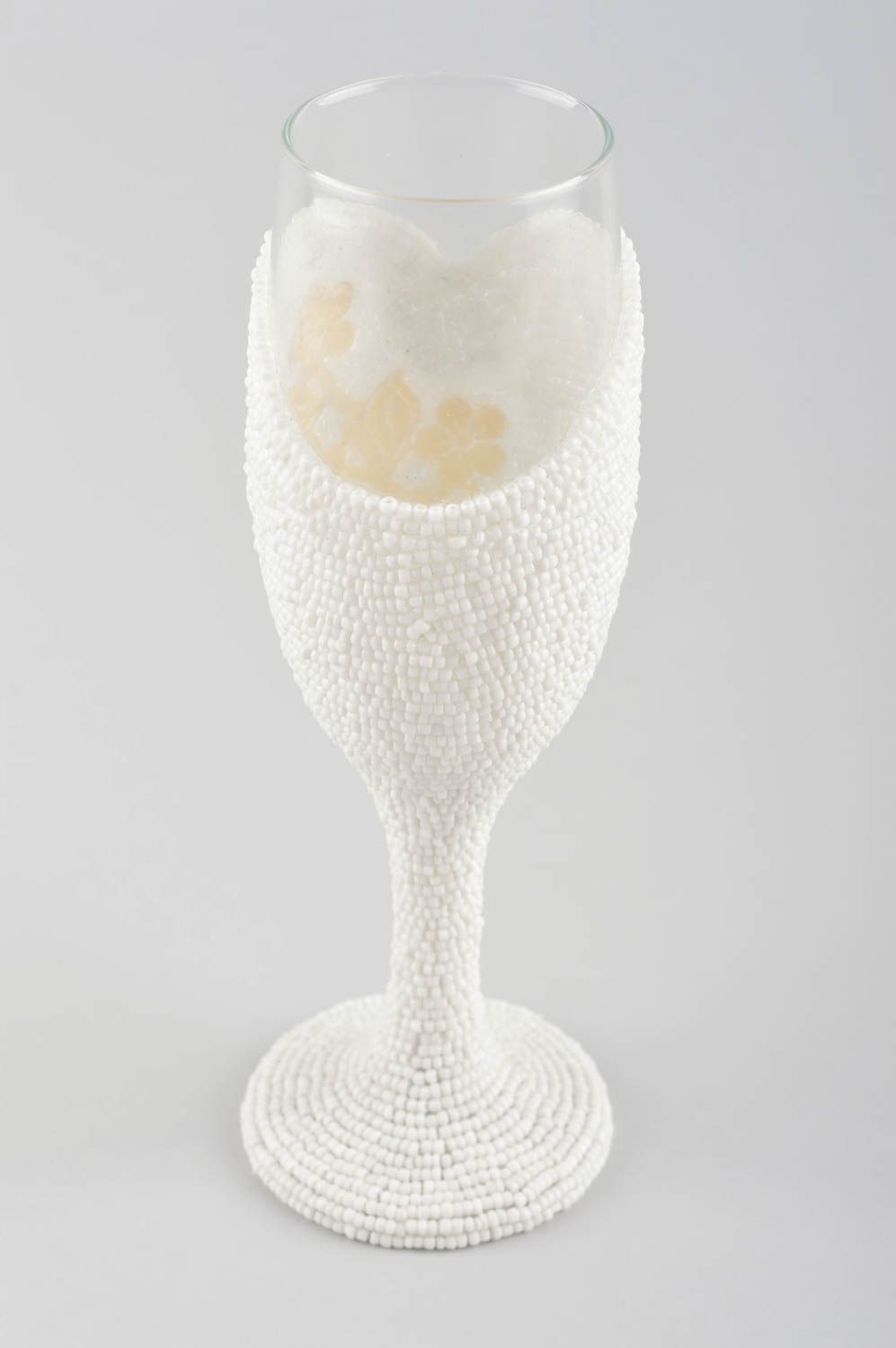 Handmade wedding glass white wedding glass beaded glass unusual gift home decor photo 3