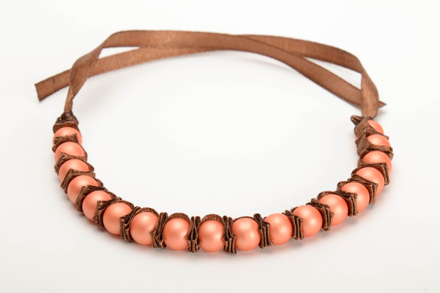 Bracelet en ruban de satin et perles en verre fait main original Bonbon photo 4