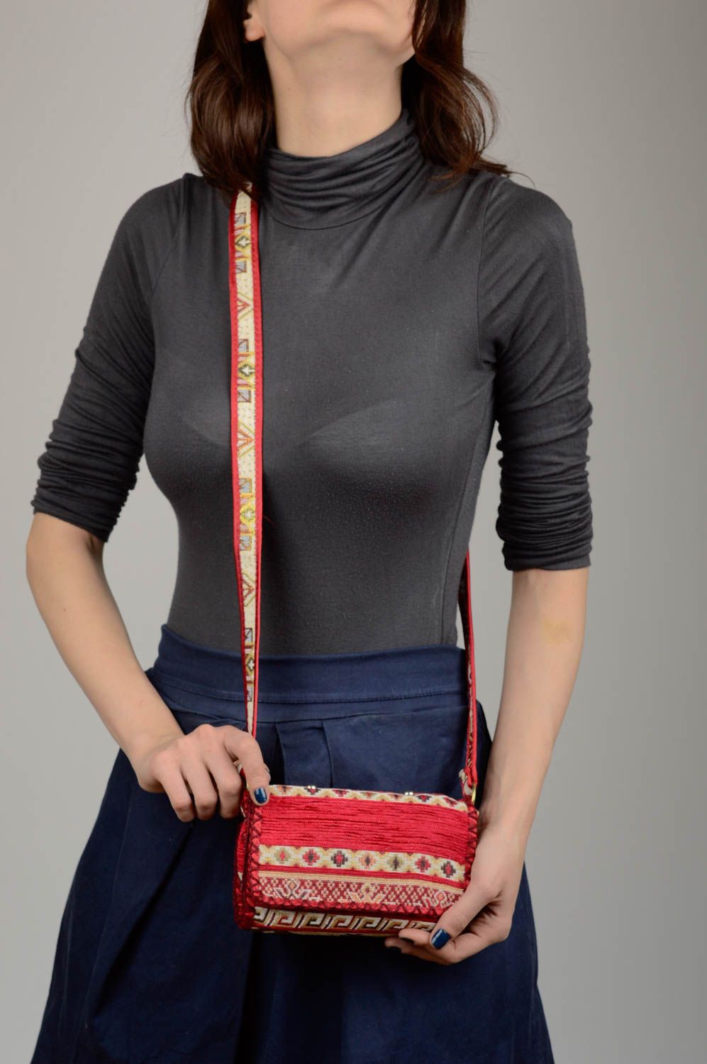 Handmade bag for women shoulder bag stylish fabric accessory fashion present photo 2