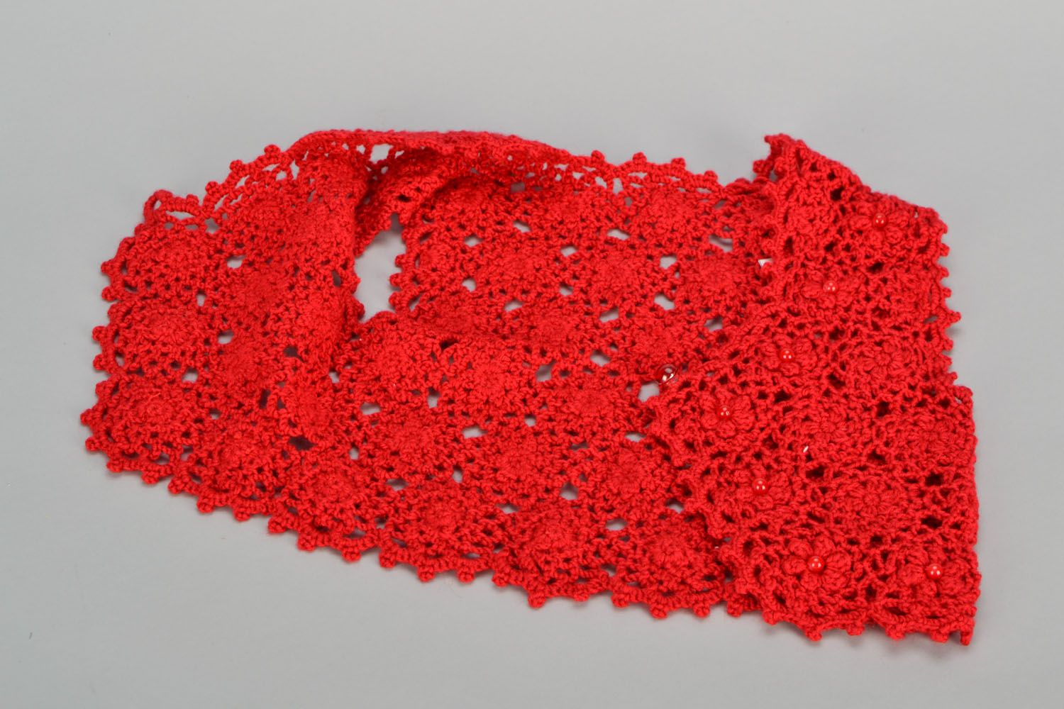 Gilet tricoté original rouge fait main photo 4