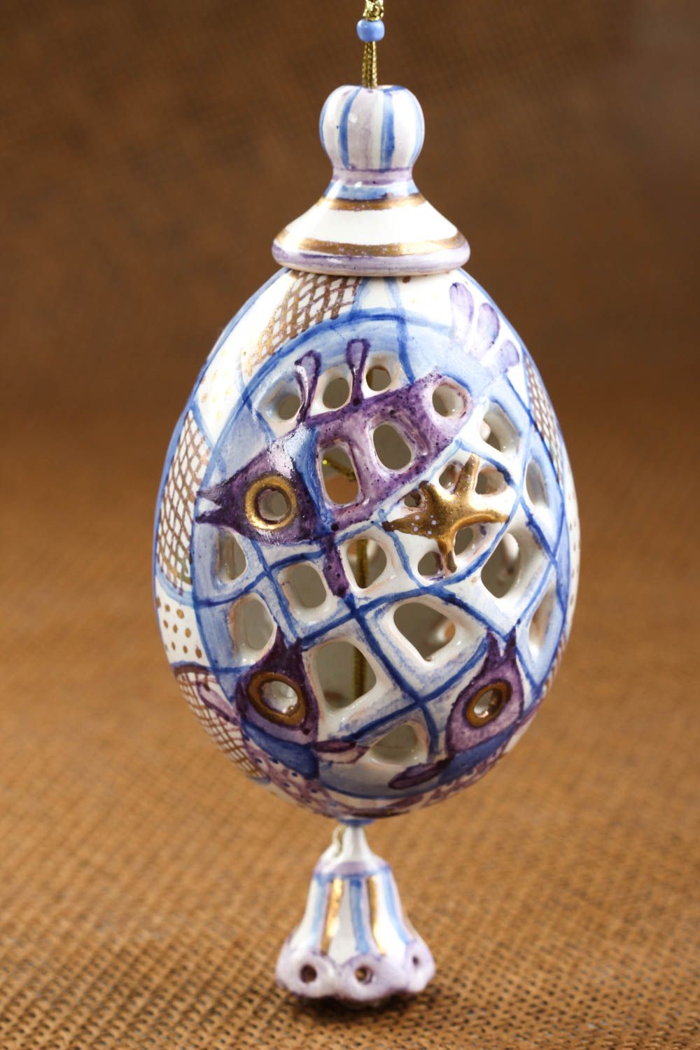 Колокольчик ручной работы глиняное пасхальное яйцо настенный декор для дома фото 1