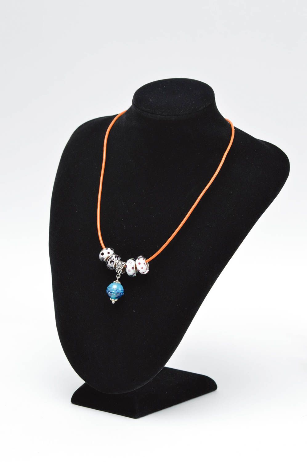 Handmade glass beaded necklace lampwork pendant stylish pendant glass beads photo 5