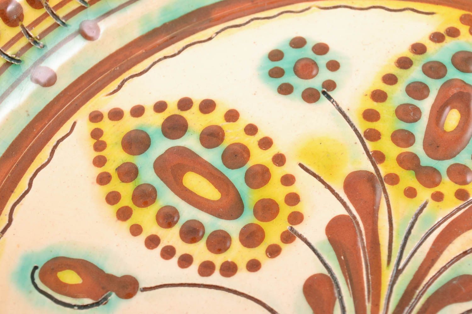 Настенная декоративная тарелка расписная глиняная красивая цветная ручной работы фото 3