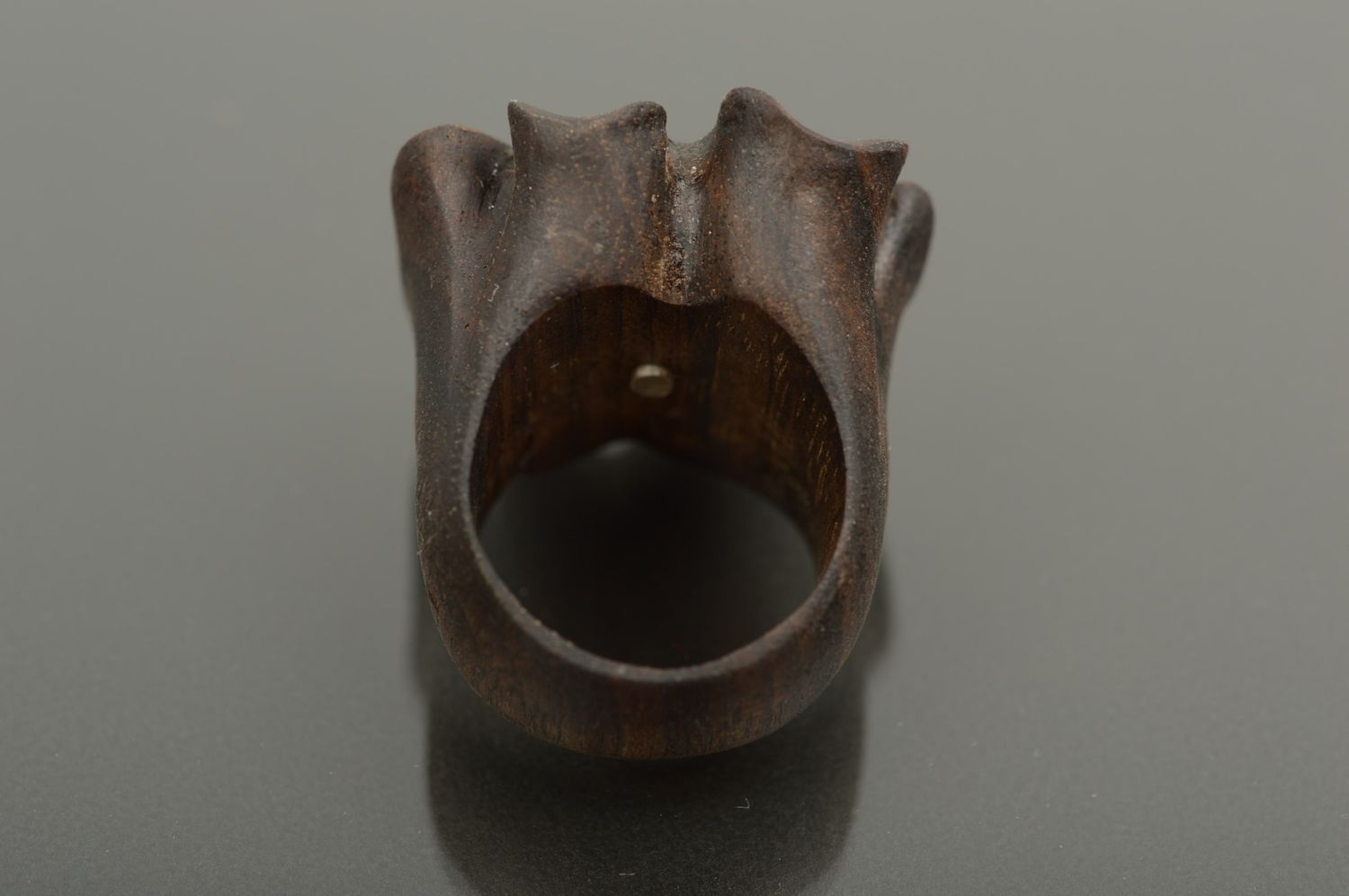 Кольцо из дерева украшение ручной работы с металлом изделие из дерева женское фото 3