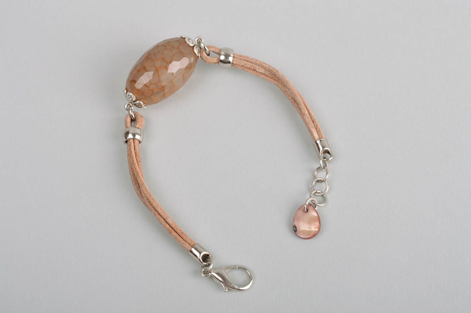Handmade gemstone bracelet leather bracelet designs accessories for girls photo 5