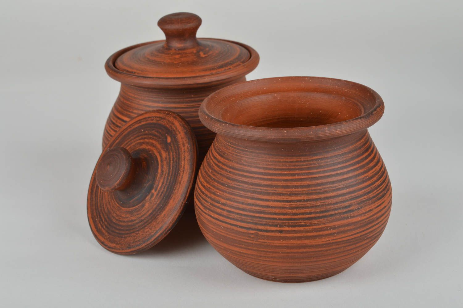 Set of two ceramic spice 12 oz pots with lids 2 lb photo 2