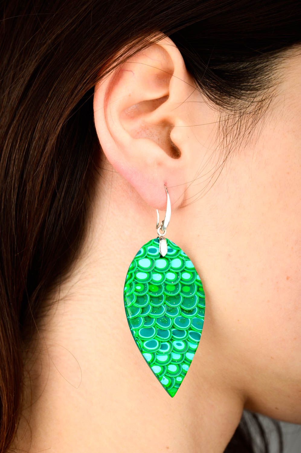Handmade Ohrhänger Frauen Modeschmuck Ohrringe Geschenk für Frauen in Grün foto 2